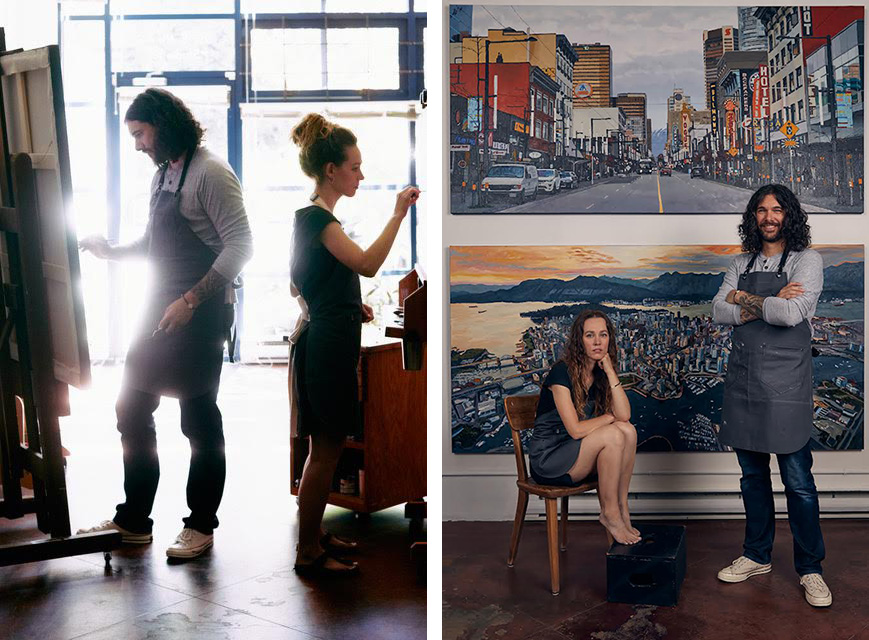 Two artists paining side-by-side.